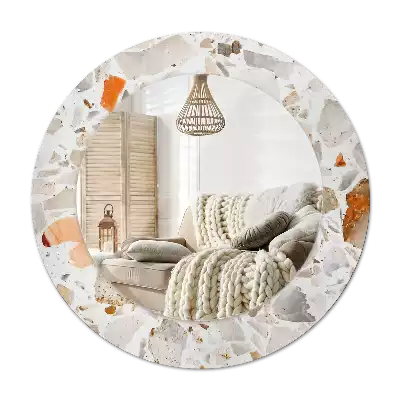 Oglindă rotundă ramă cu imprimeu Stil terrazzo