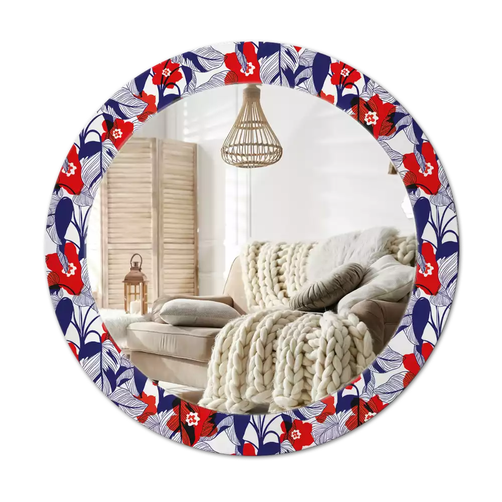 Oglindă cu decor rotundă Filodendroni