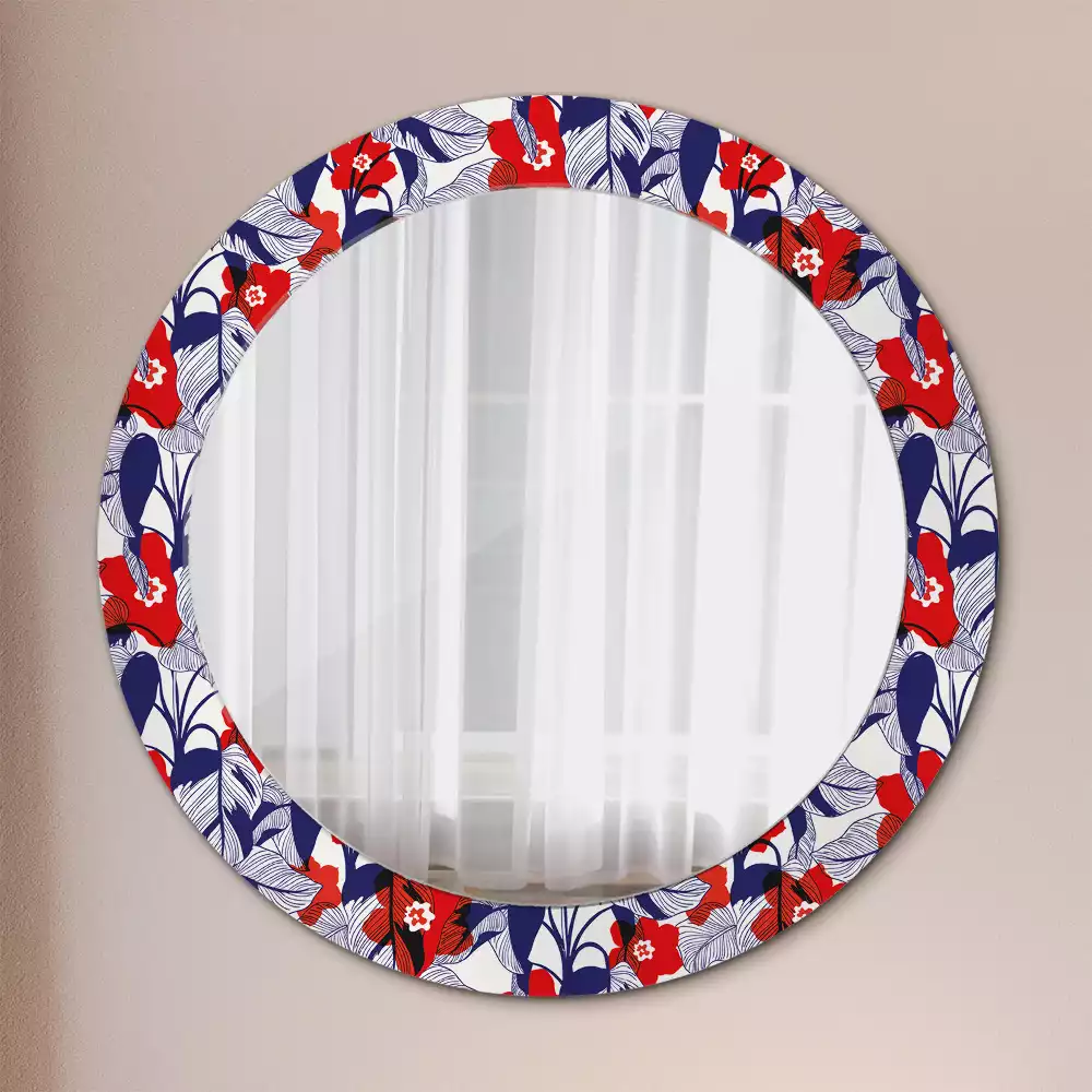 Oglindă cu decor rotundă Filodendroni