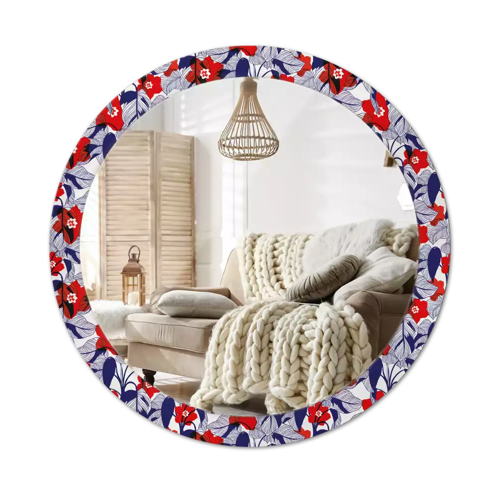 Oglindă cu decor rotundă Filodendroni