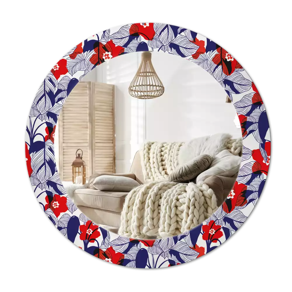 Oglindă cu decor rotundă Filodendroni