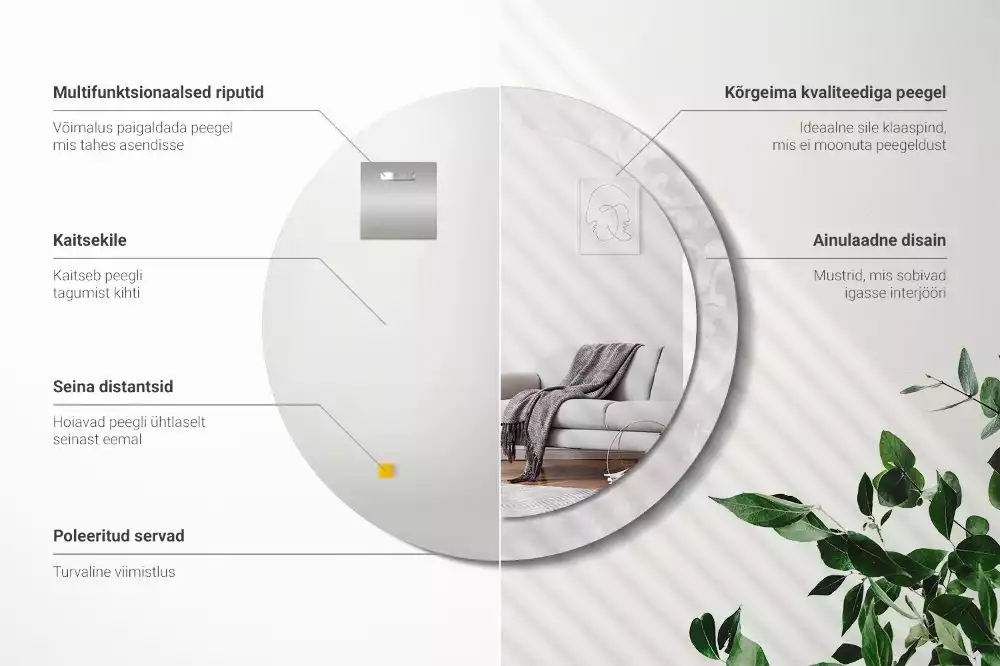 Oglindă cu decor rotundă Textură rococo