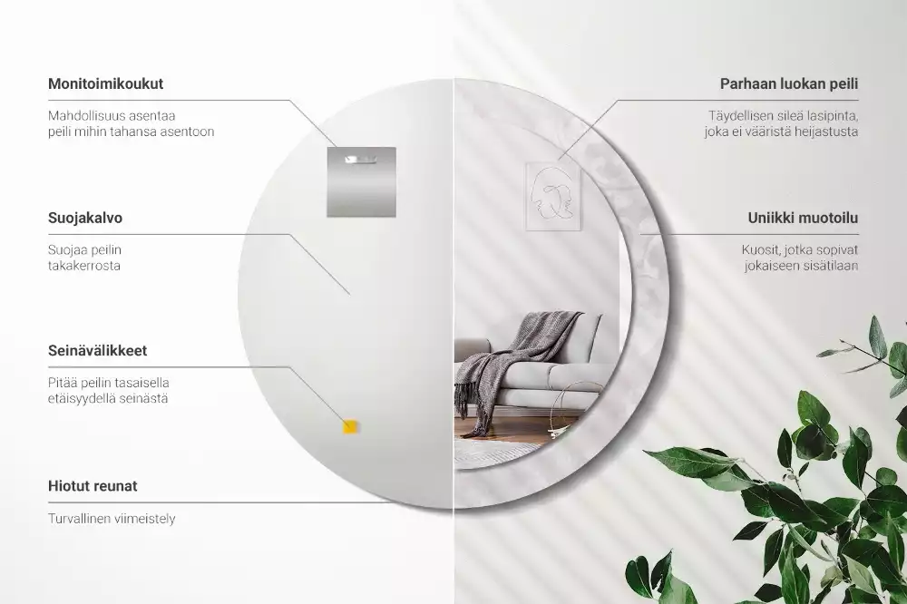 Oglindă cu decor rotundă Textură rococo