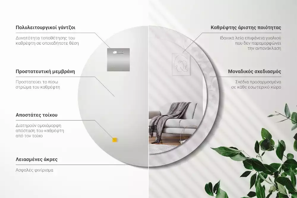 Oglindă cu decor rotundă Textură rococo