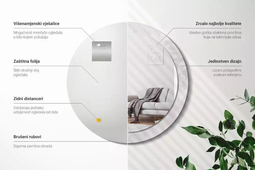 Oglindă cu decor rotundă Textură rococo