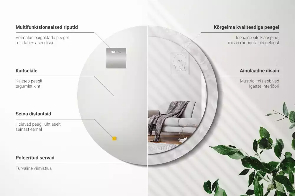 Oglindă cu decor rotundă Textură rococo