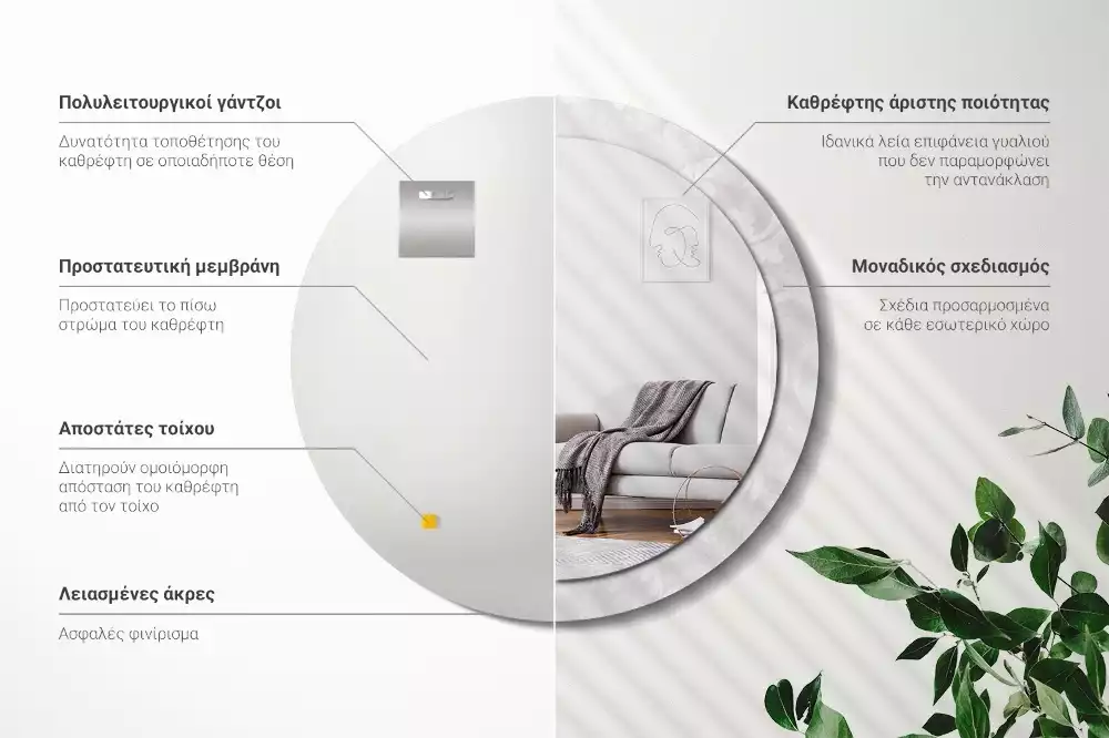 Oglindă cu decor rotundă Textură rococo