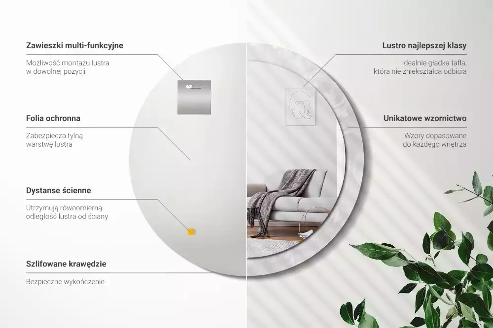 Oglindă cu decor rotundă Textură rococo