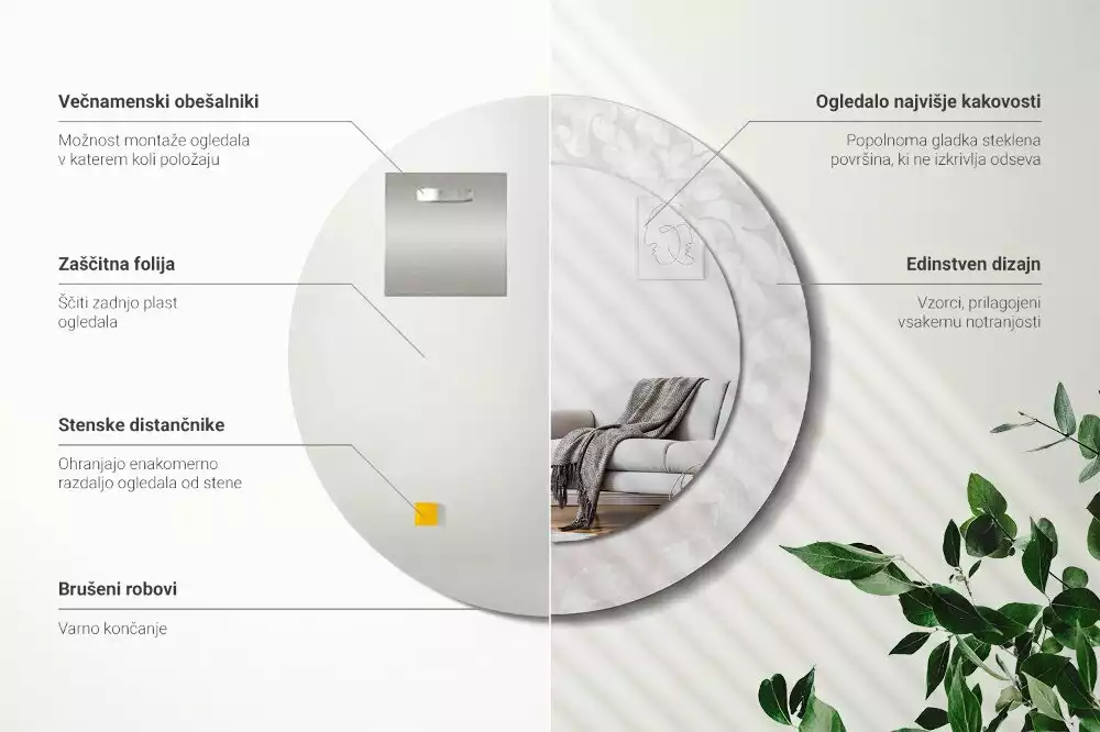 Oglindă cu decor rotundă Textură rococo