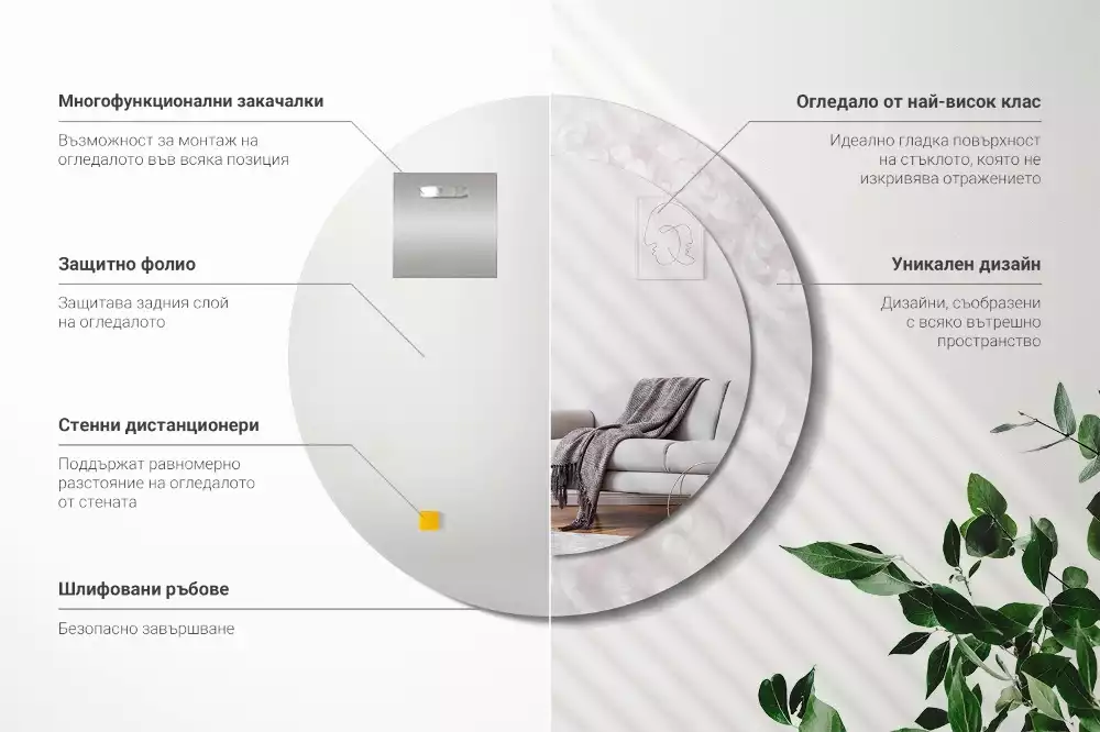 Oglindă cu decor rotundă Textură rococo