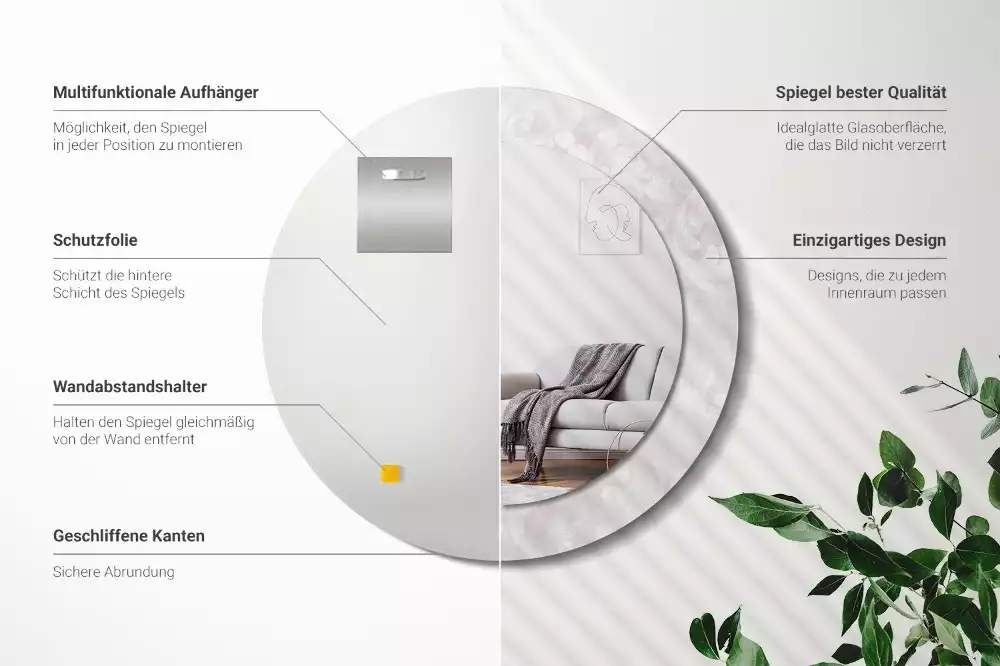 Oglindă cu decor rotundă Textură rococo