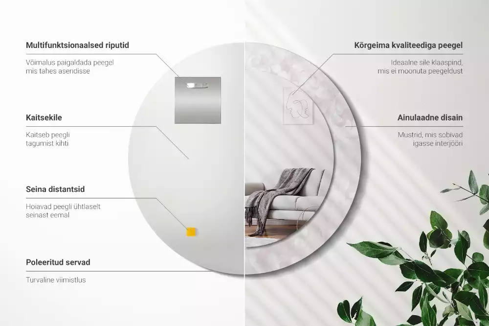 Oglindă cu decor rotundă Textură rococo