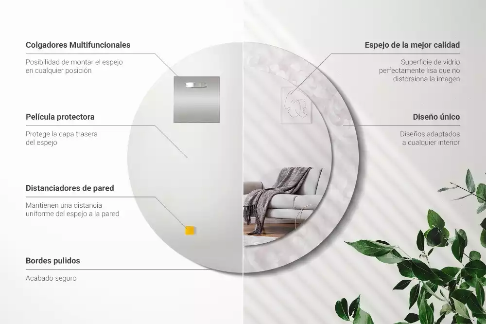 Oglindă cu decor rotundă Textură rococo