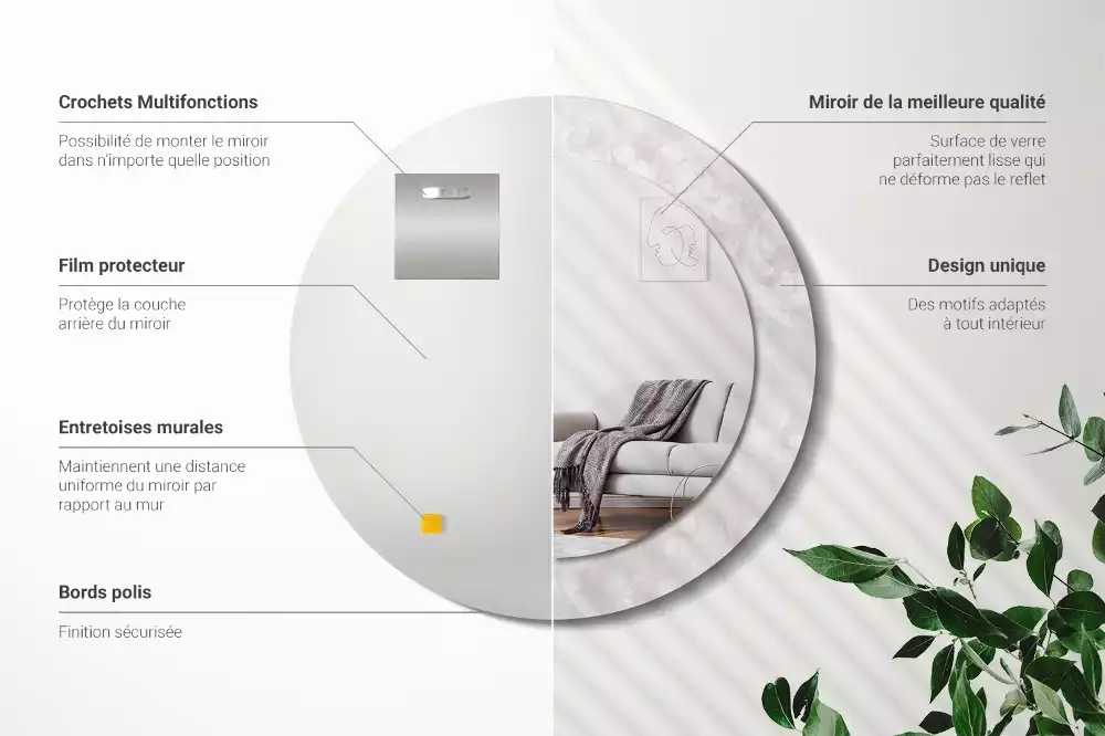 Oglindă cu decor rotundă Textură rococo