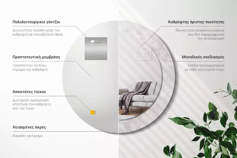 Oglindă cu decor rotundă Textură rococo