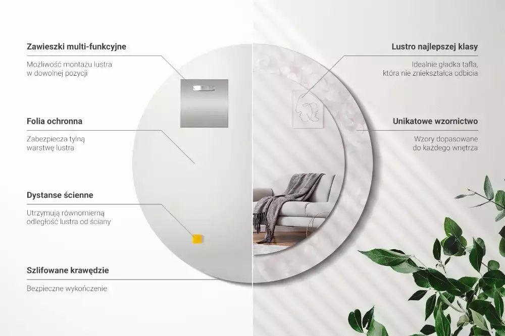 Oglindă cu decor rotundă Textură rococo