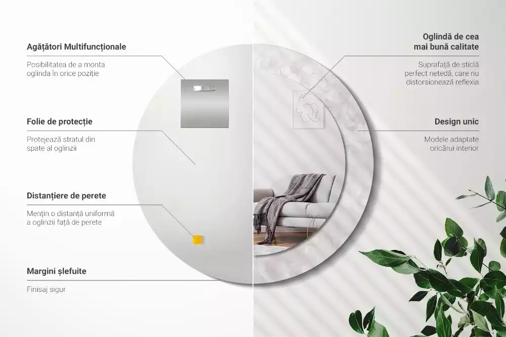 Oglindă cu decor rotundă Textură rococo