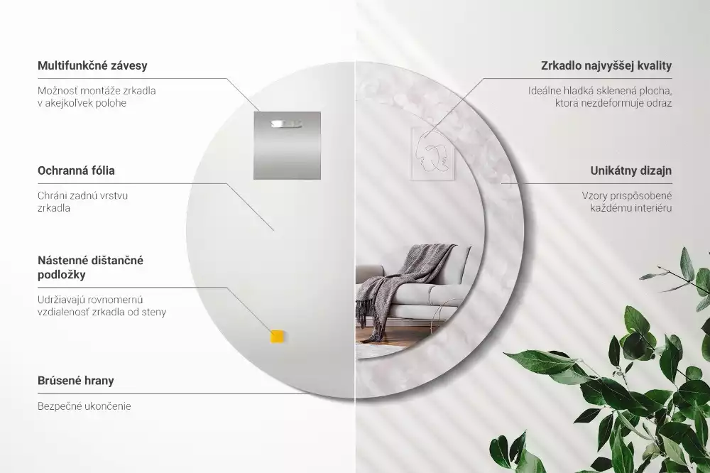 Oglindă cu decor rotundă Textură rococo