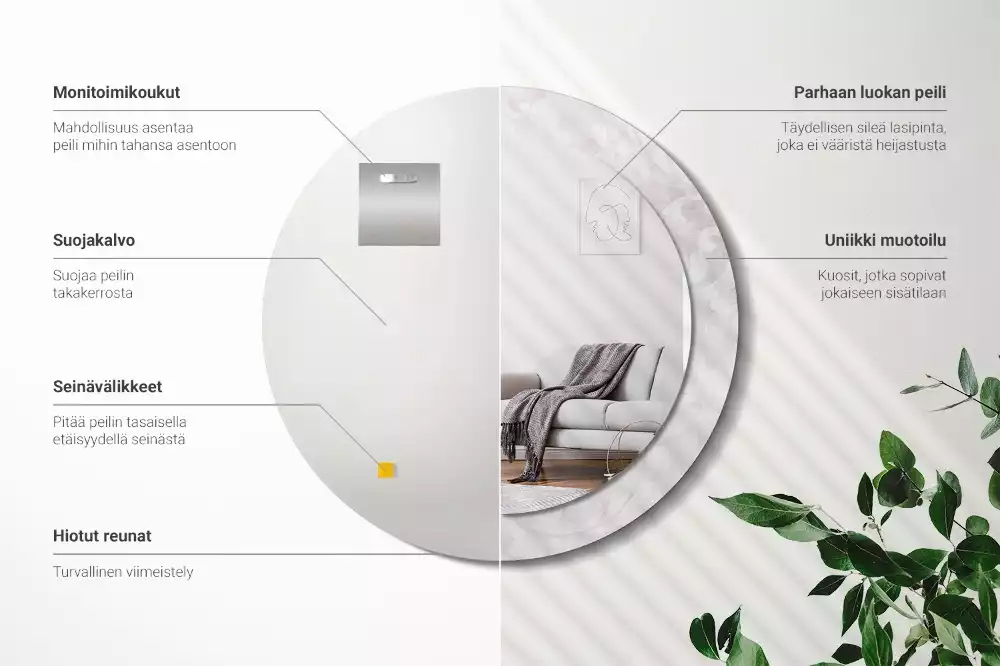 Oglindă cu decor rotundă Textură rococo