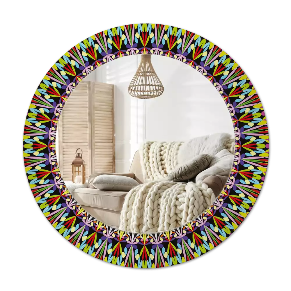 Oglindă rotundă imprimată Model mandala