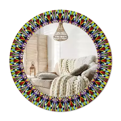 Oglindă rotundă imprimată Model mandala