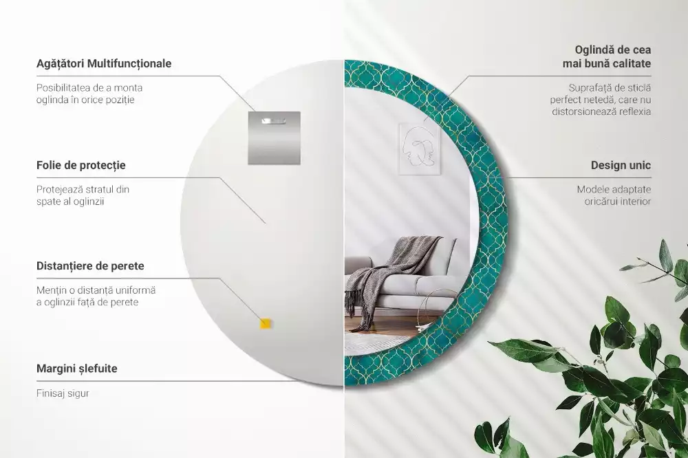 Oglindă rotundă imprimată Compoziție de culori