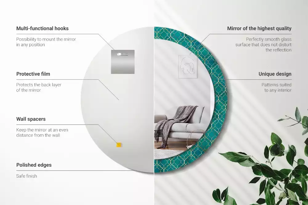 Oglindă rotundă imprimată Compoziție de culori