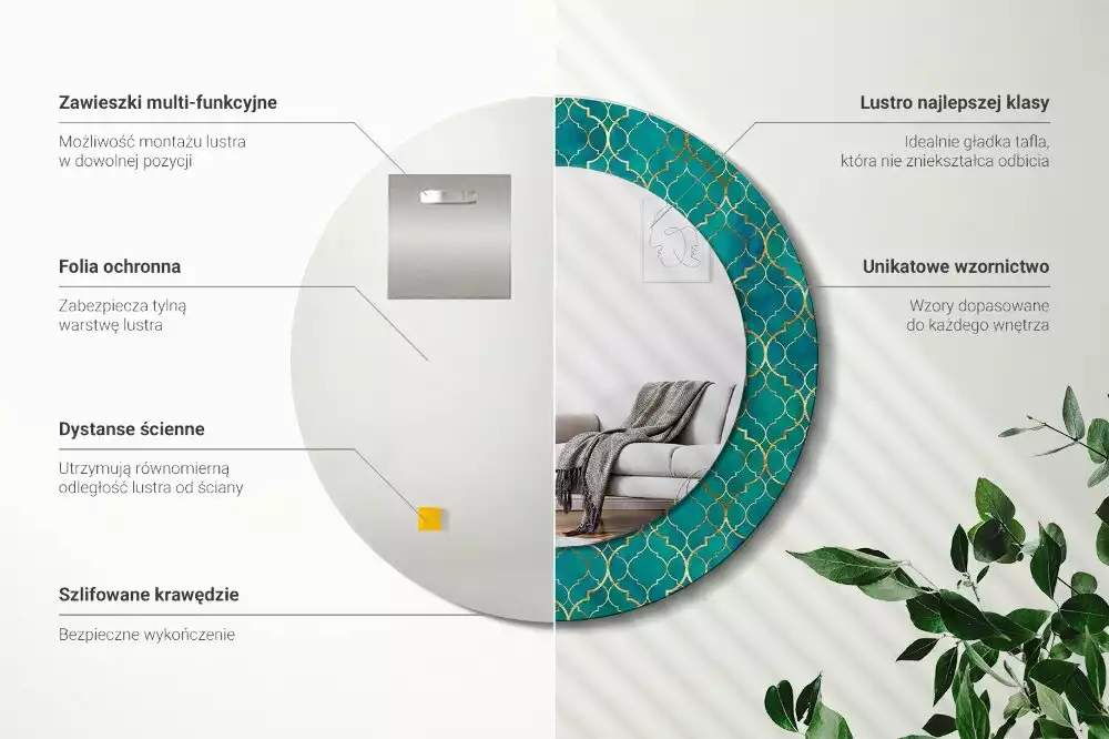 Oglindă rotundă imprimată Compoziție de culori