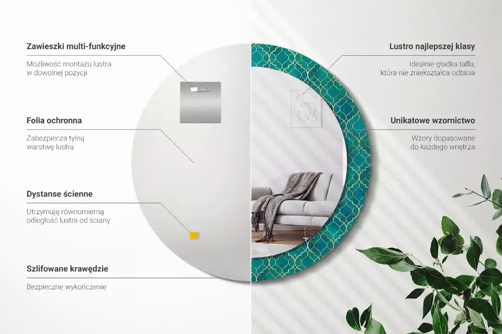 Oglindă rotundă imprimată Compoziție de culori