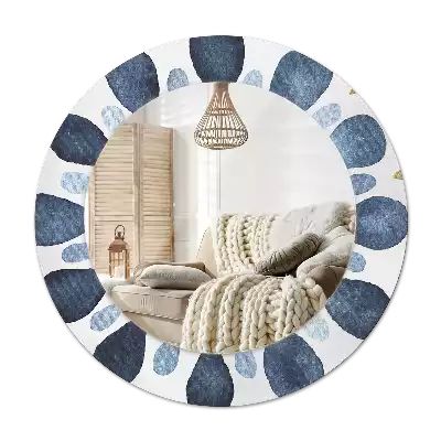 Oglindă rotundă ramă cu imprimeu Mandala lunară