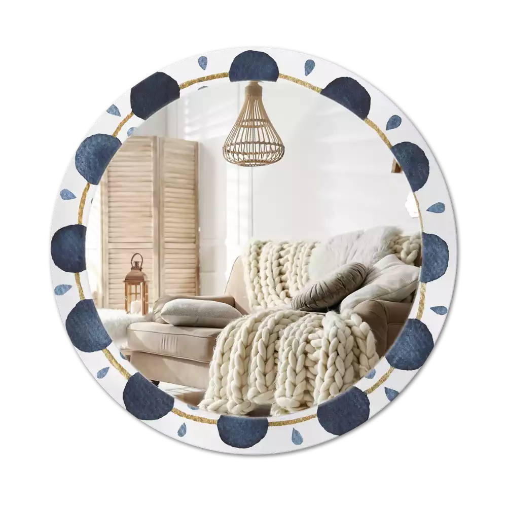 Oglindă rotundă ramă cu imprimeu Mandala lunară