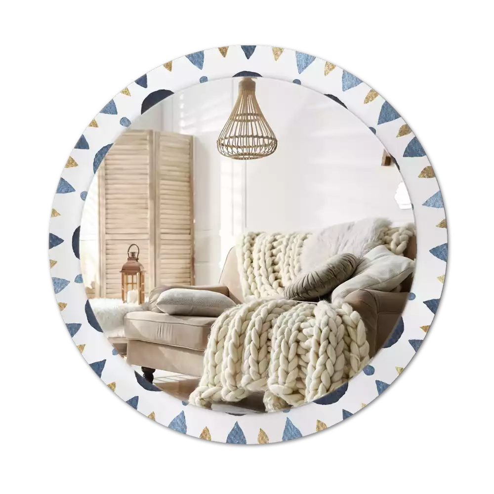 Oglindă rotundă ramă cu imprimeu Mandala lunară