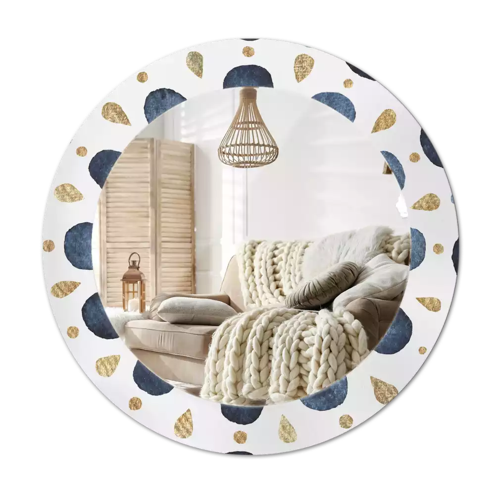 Oglindă rotundă ramă cu imprimeu Mandala lunară