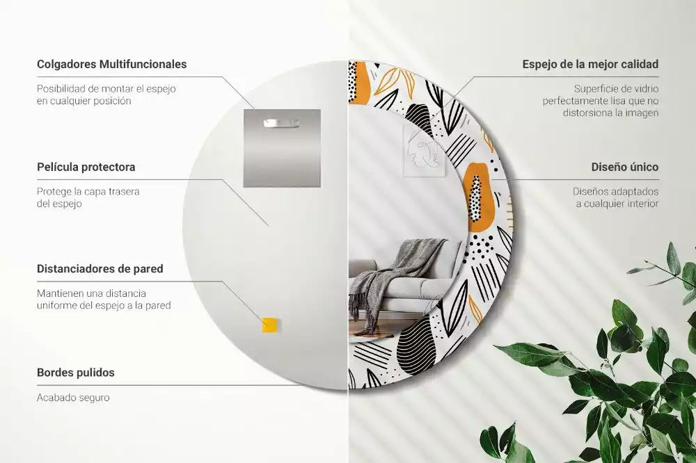 Oglindă rotundă imprimată Papaya