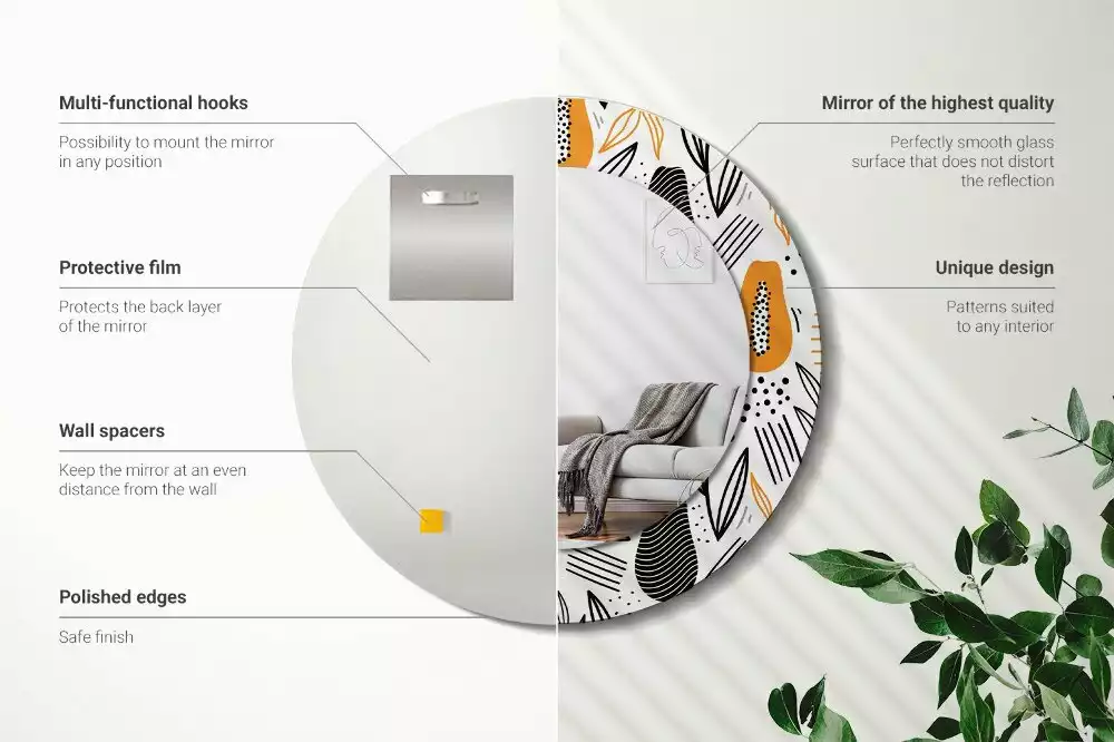 Oglindă rotundă imprimată Papaya