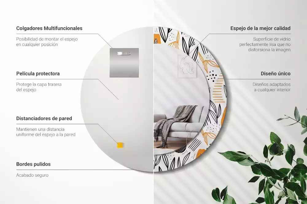 Oglindă rotundă imprimată Papaya