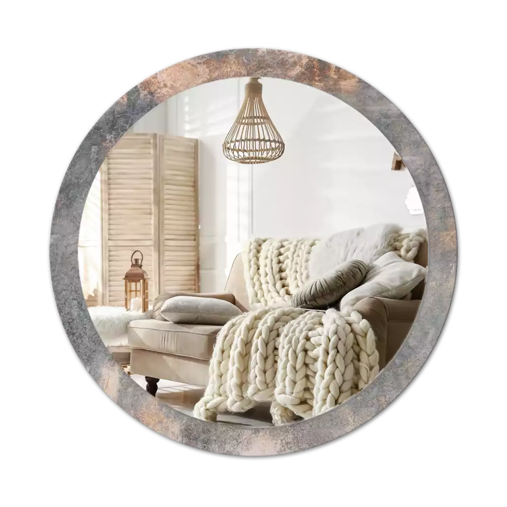 Oglindă rotundă imprimată Beton vintage