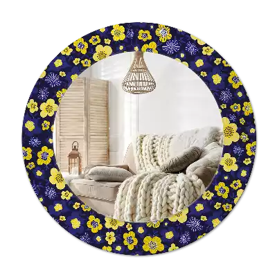 Oglindă cu decor rotundă Flori mici
