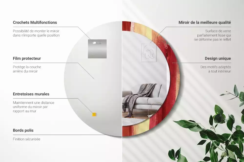 Oglindă rotundă imprimată Pictură abstractă