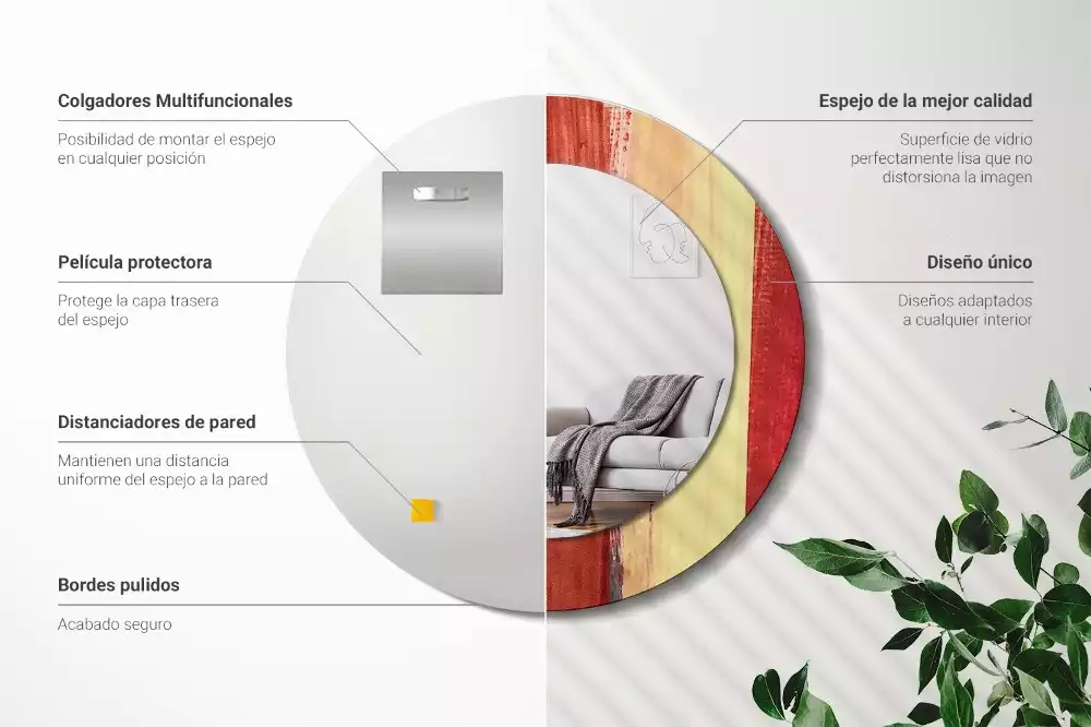 Oglindă rotundă imprimată Pictură abstractă