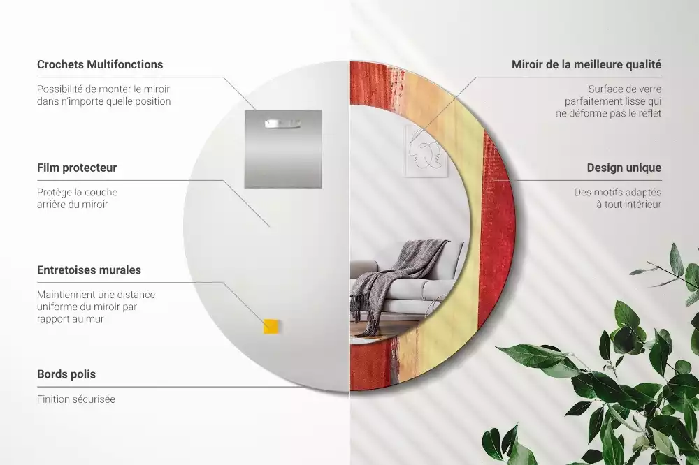 Oglindă rotundă imprimată Pictură abstractă