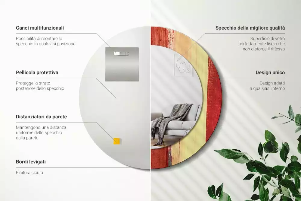 Oglindă rotundă imprimată Pictură abstractă