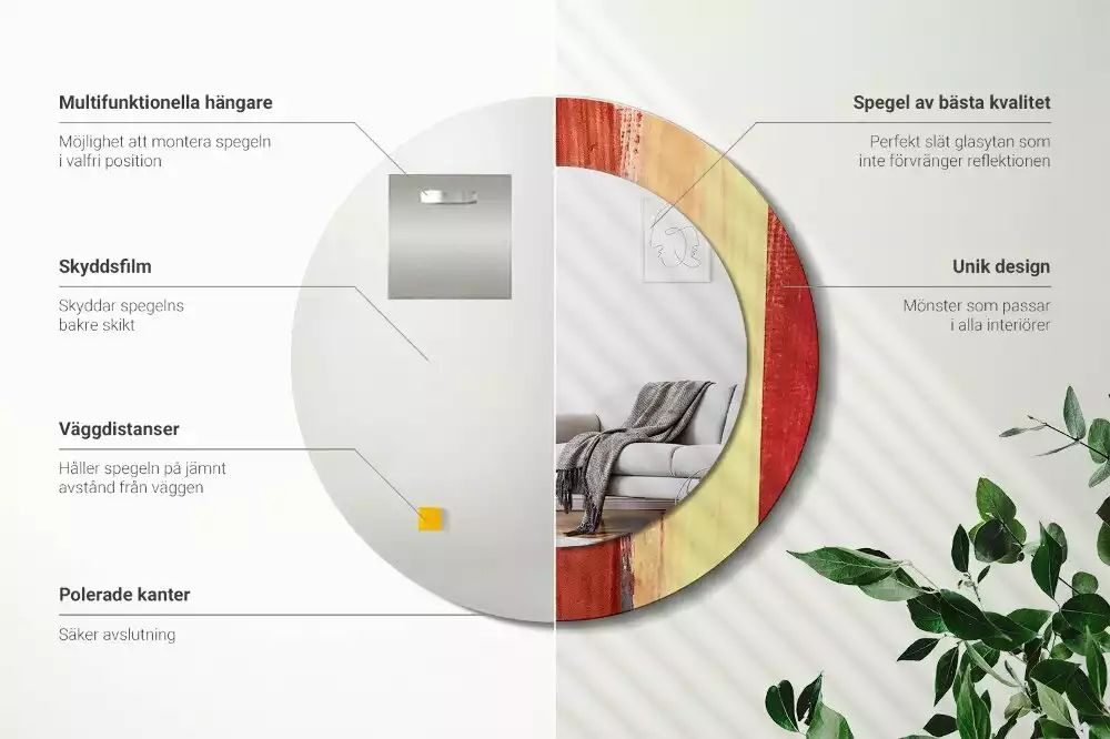 Oglindă rotundă imprimată Pictură abstractă