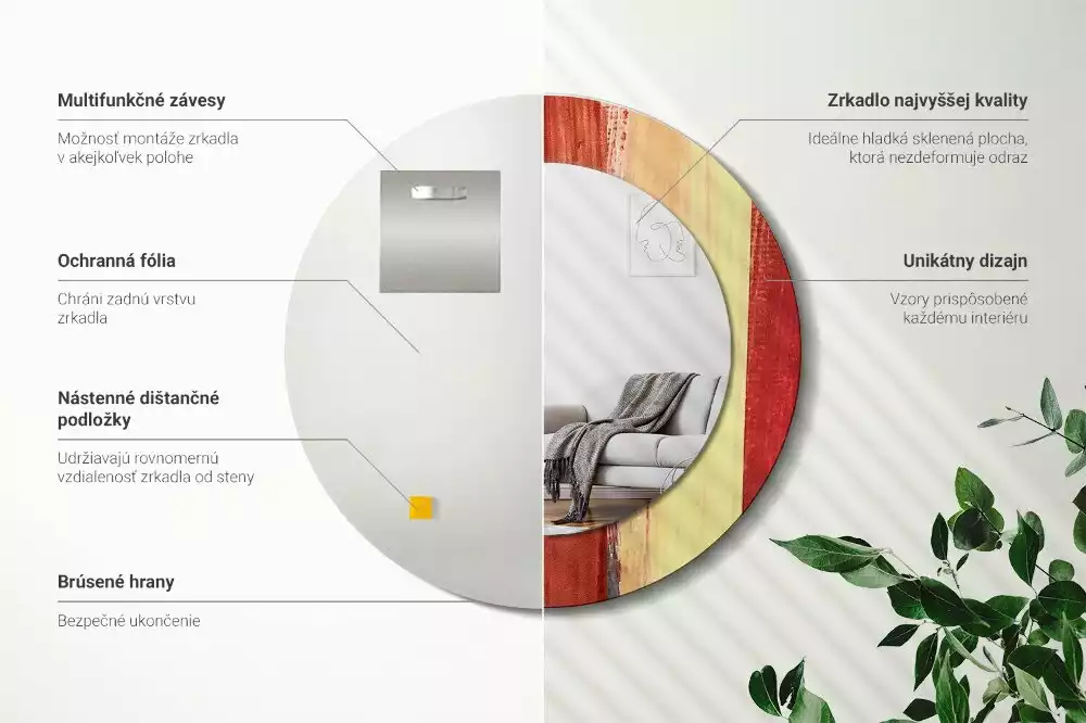 Oglindă rotundă imprimată Pictură abstractă