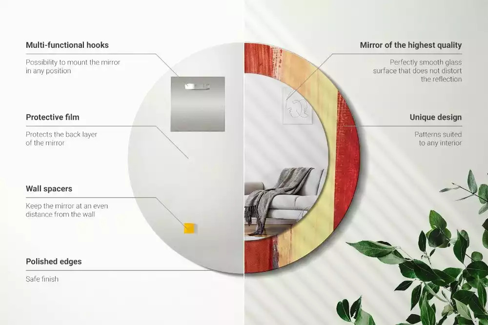 Oglindă rotundă imprimată Pictură abstractă