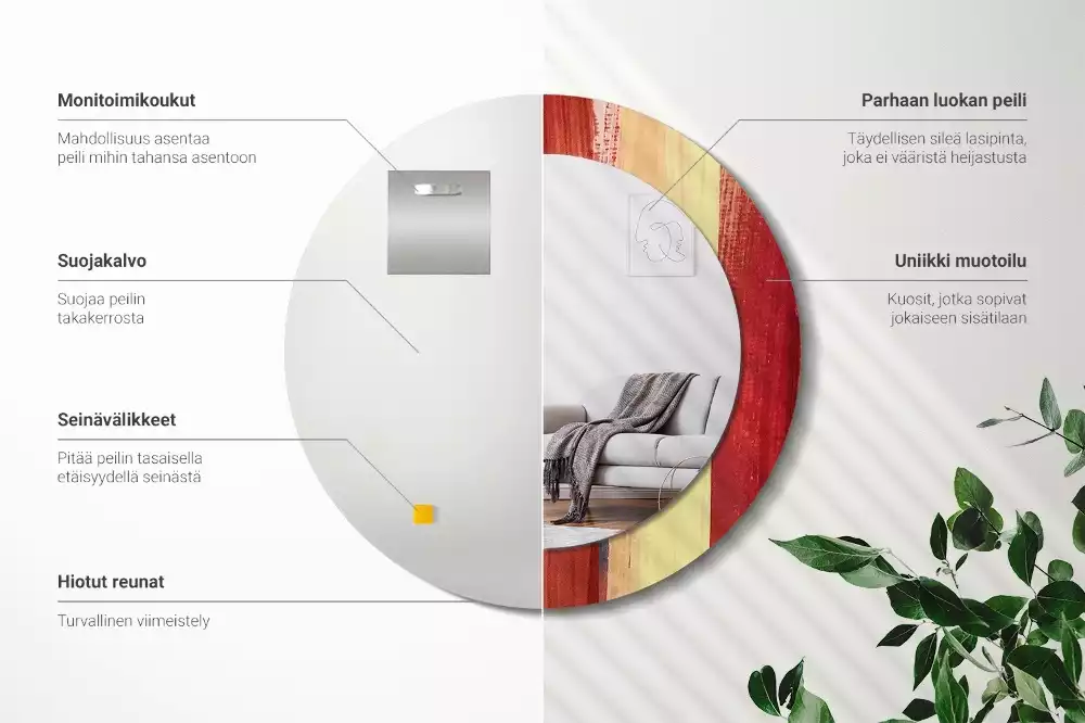 Oglindă rotundă imprimată Pictură abstractă