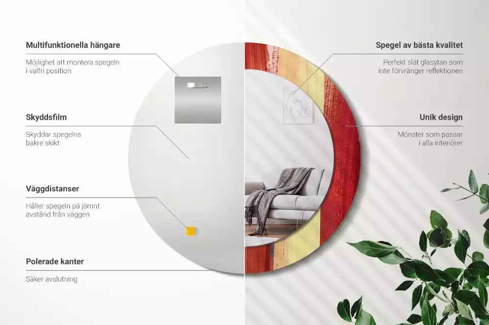 Oglindă rotundă imprimată Pictură abstractă