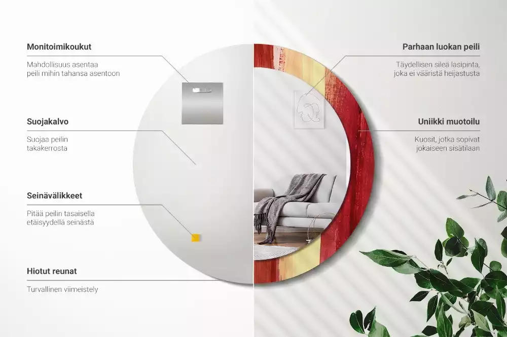 Oglindă rotundă imprimată Pictură abstractă