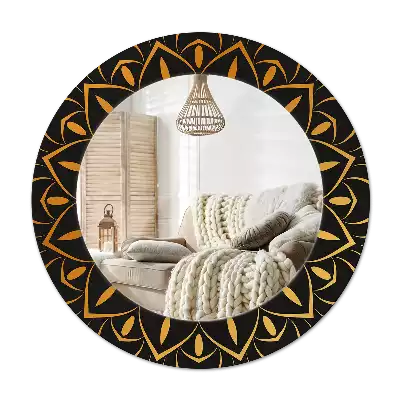 Oglindă rotundă ramă cu imprimeu Mandala