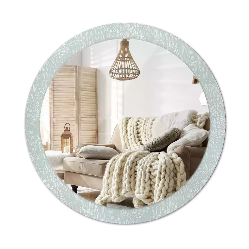 Oglindă rotundă imprimată Melc pe pajiște